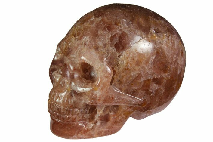 Carved, Strawberry Quartz Crystal Skull - Madagascar #116325